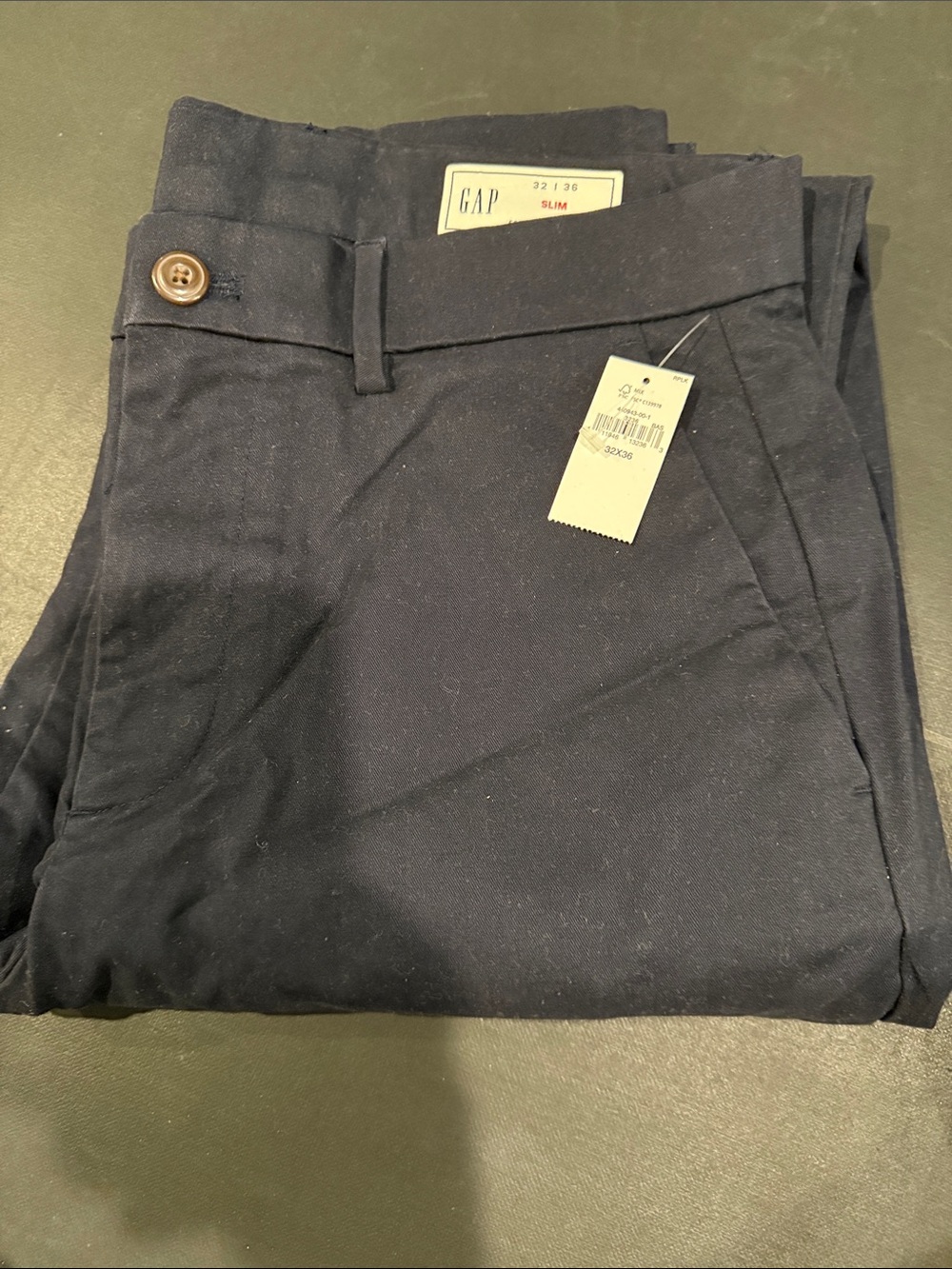 NWT- GAP Slim Chinos - Dark Navy, 36 length